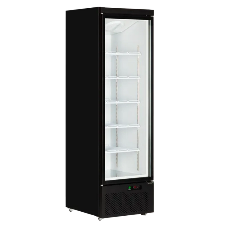 TEFCOLD Atom Maxi C1DB Dryckeskyl med tomma hyllplan.
