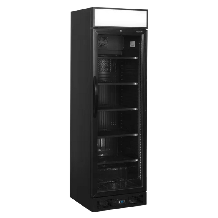 TEFCOLD CEV435CP BLACK med stängd dörr och tom inredning.