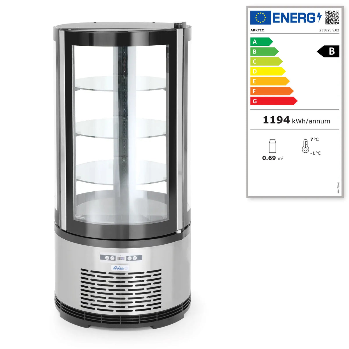 HENDI 100 L Kylmonter frontvy med energimärkning