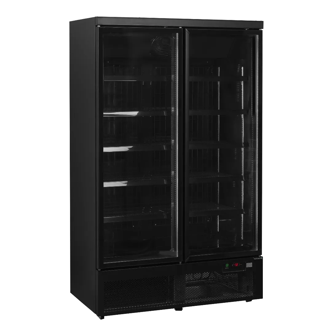 Svart TEFCOLD Atom Maxi F2DB displayfrys med glasdörrar