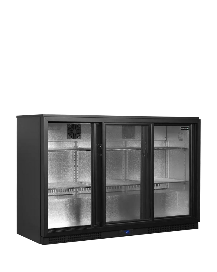 TEFCOLD BA30S-3 Barkyl 311 L, ytterligare invändig vy som visar hyllor med flaskor