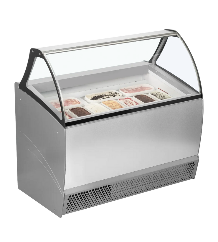 TEFCOLD BERMUDA RV10 Glassdisk 300 L, sedd rakt framifrån mot vit bakgrund