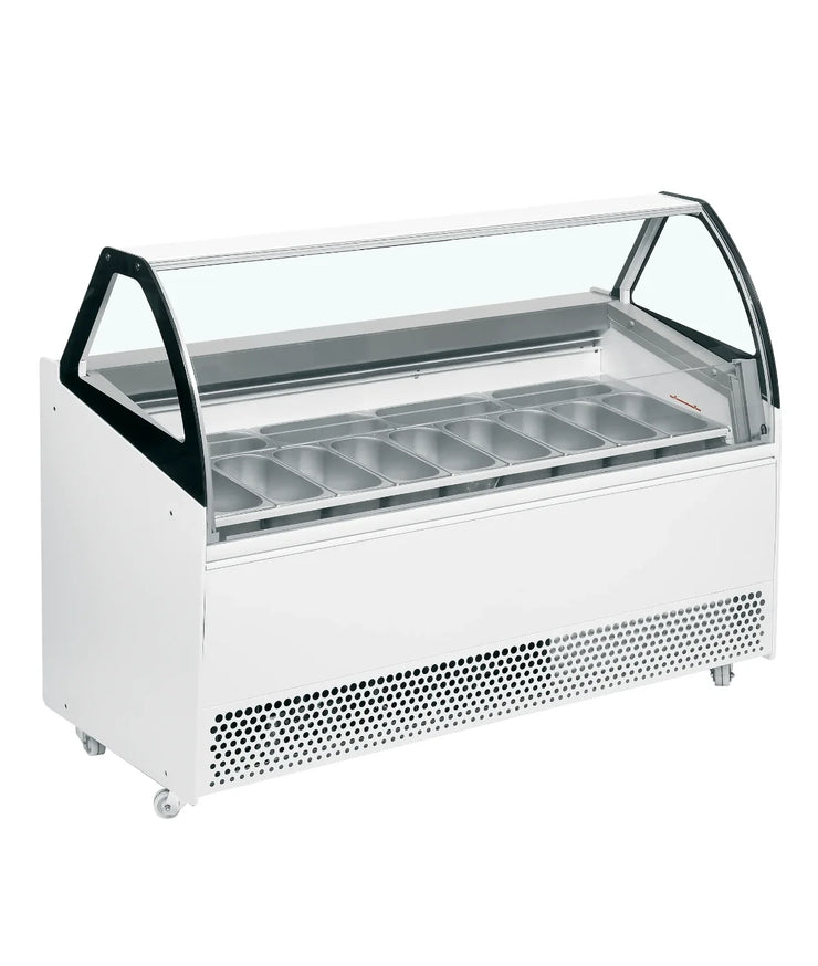 TEFCOLD BERMUDA VIEW RV13 Glassdisk 395 L, sedd rakt framifrån mot vit bakgrund