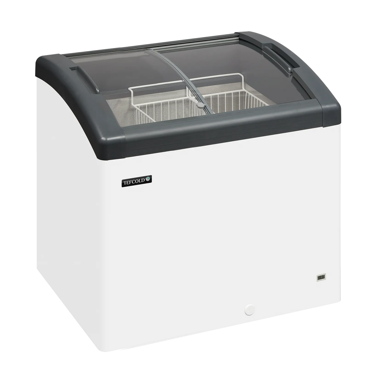 TEFCOLD FOCUS 73 Frysbox 161 L, sedd rakt framifrån mot vit bakgrund