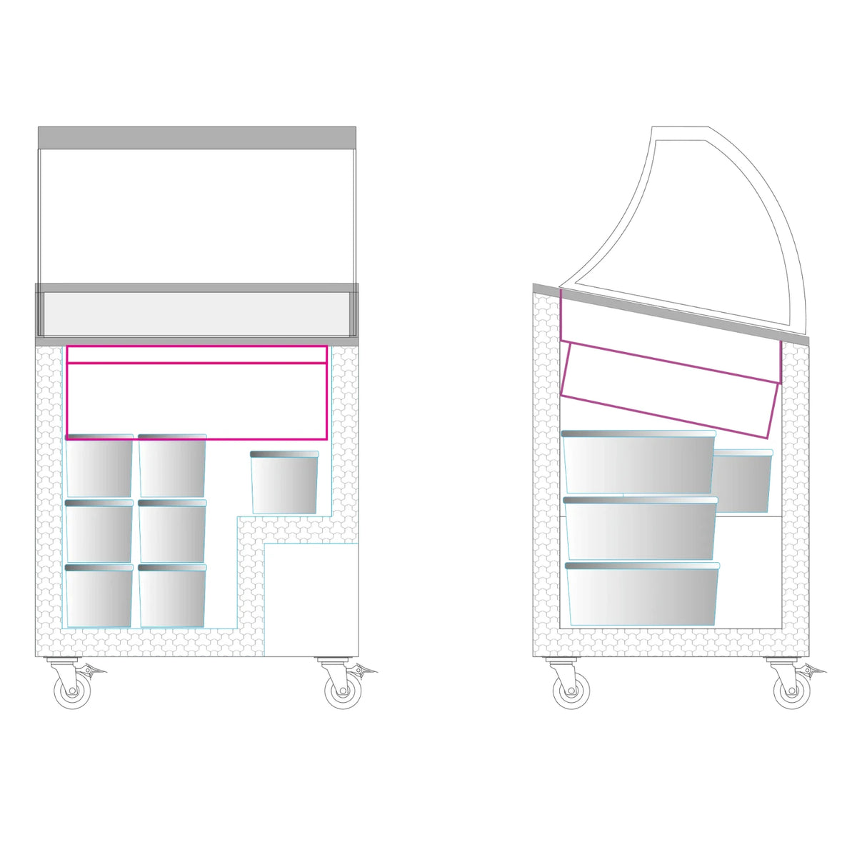 TEFCOLD IC202SCE-SO Glassfrys 176 L, sedd i tre kvarts vinkel mot vit bakgrund