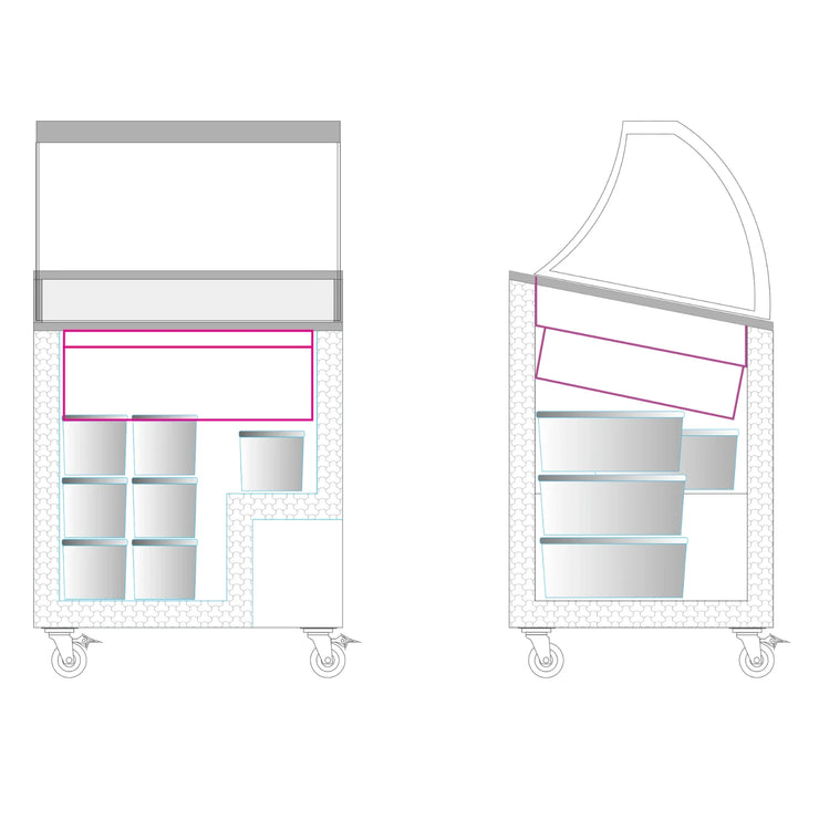 TEFCOLD IC202SCE-SO Glassfrys 176 L, sedd i tre kvarts vinkel mot vit bakgrund