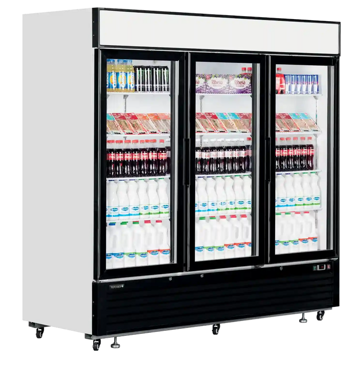 TEFCOLD LGC7500 displaykyl fylld med dryck och matvaror