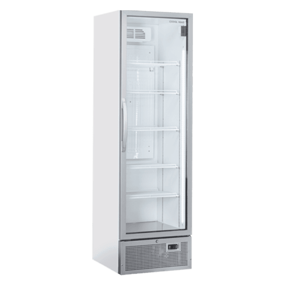 Vit TKG 420 dryckeskyl med LED-belysning och glasdörr