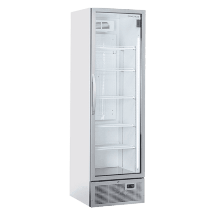 Vit TKG 420 dryckeskyl med LED-belysning och glasdörr
