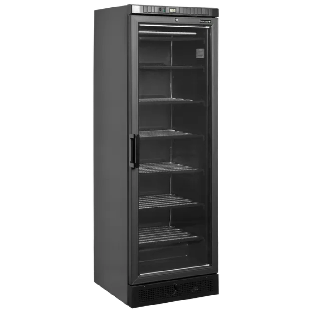 TEFCOLD UFSC371G BLACK Displayfrys i svart design med glasfront