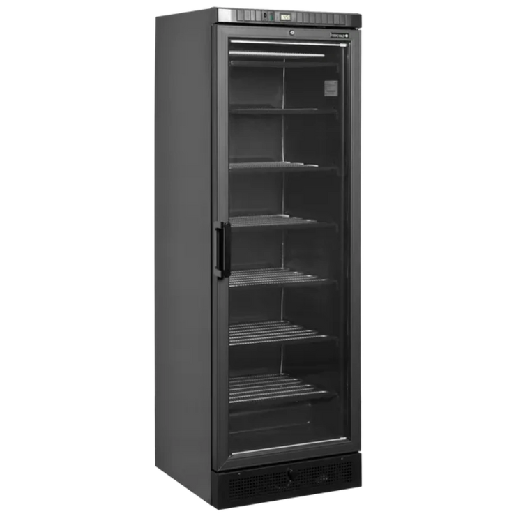TEFCOLD UFSC371G BLACK Displayfrys i svart design med glasfront