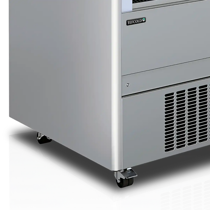 TEFCOLD MCX90M väggkyl nederdel och hjul i närbild
