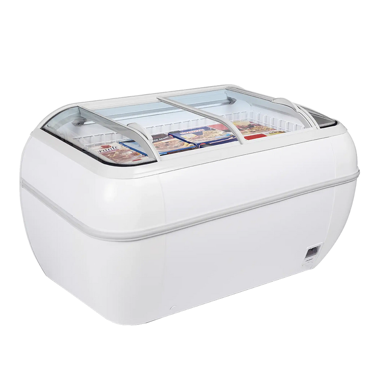 TEFCOLD TWIN HEAD-CF frysbox i vitt utförande för butiksexponering.