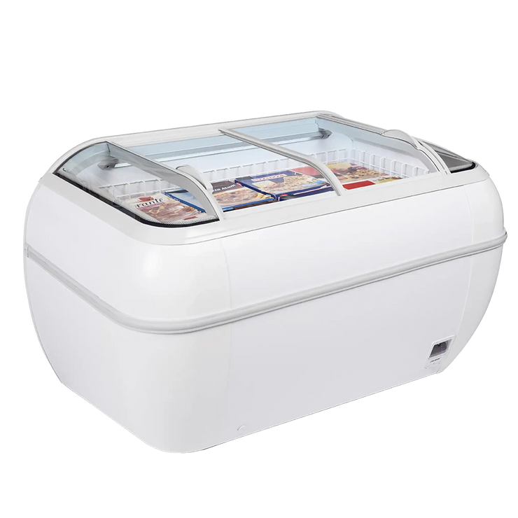 TEFCOLD TWIN HEAD-F frysbox i vitt utförande för butiksexponering.