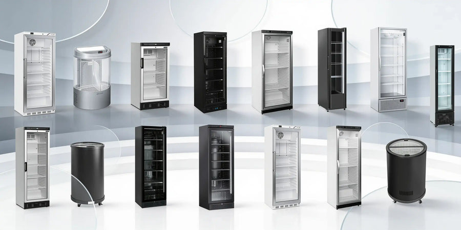 Drickakyl bäst i test, 15 drickakylar med glasdörr i vitt och svart samt runda tunnmodeller