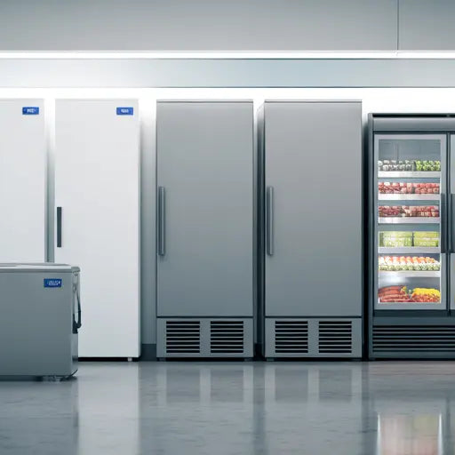 Köpa frys till butik, olika frysar som frysbox, frysskåp och displayfrys i butiksmiljö.