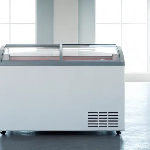 Energisnål frysbox placerad i lokal med andra kylmodeller