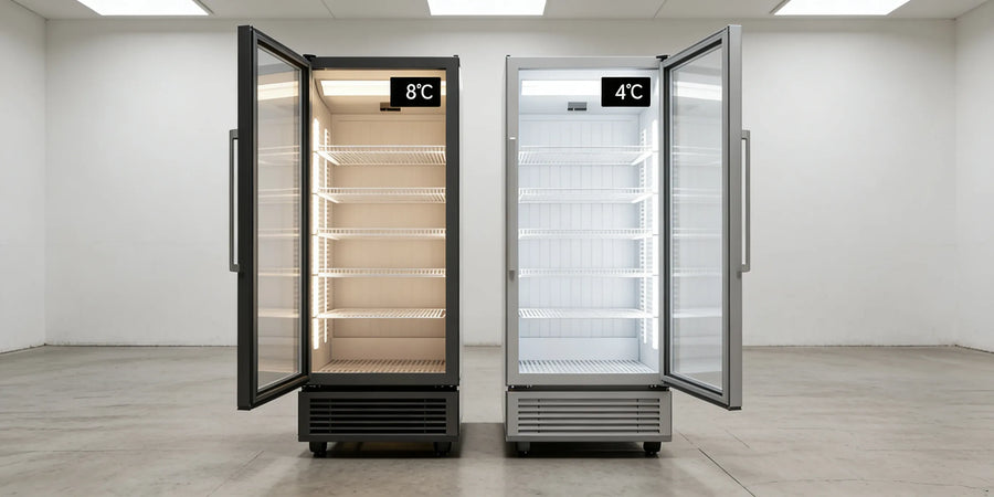 Jämförelse av kyl temperatur mellan två kylar, 8 °C och 4 °C.