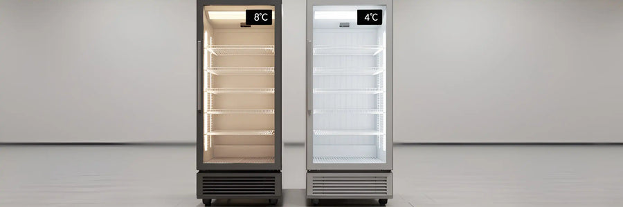 Jämförelse av kyl temperatur mellan två kylar, 8 °C och 4 °C.