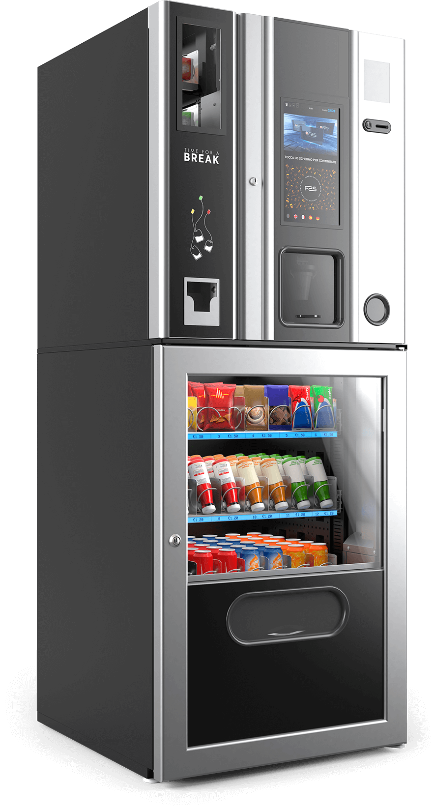 FAS Combi Professionell Kombinerad Kaffe- och Snackautomat 24 Val 13.3" Display