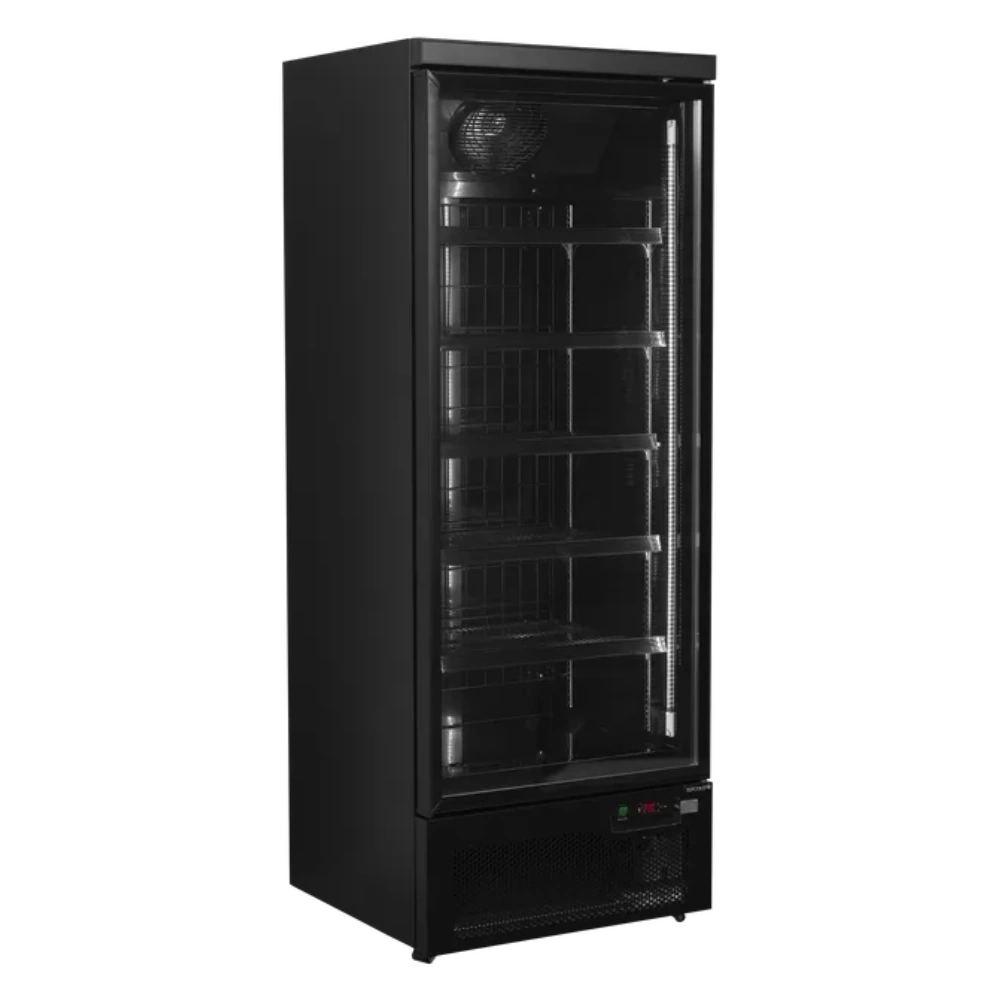 Tefcold Atom Maxi F1DB Displayfrys i svart utförande med tomma gallerhyllor