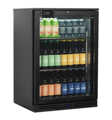 TEFCOLD BA16H Ölkyl fylld med flaskor och dryckesförpackningar.