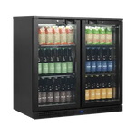Tefcold BA26H Barkyl fylld med flaskor och dryck.