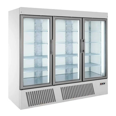 Vit BAMBAS FROST UP 205 Displaykyl med tre glasdörrar