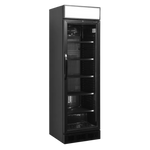 Tefcold CEV425CP BLACK Displaykyl med tomma hyllor och stängd dörr.
