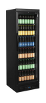 Tefcold CEV435 BLACK Displaykyl fylld med dryckesflaskor i färgade etiketter.
