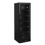 Stängd Tefcold CEV435 BLACK Displaykyl med tomma invändiga hyllor.