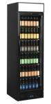 Tefcold CEV435CP BLACK med öppen dörr och fyllda hyllor.