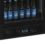 Tefcold CEV435CP BLACK med flaskor och digital temperaturvisning.