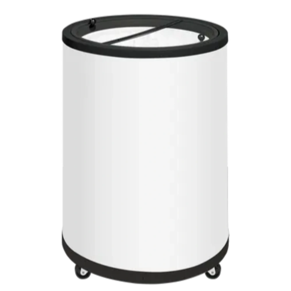TEFCOLD CF78 Burkfrys med vit exteriör och genomskinligt lock.