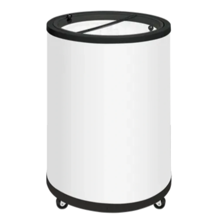 TEFCOLD CF78 Burkfrys med vit exteriör och genomskinligt lock.