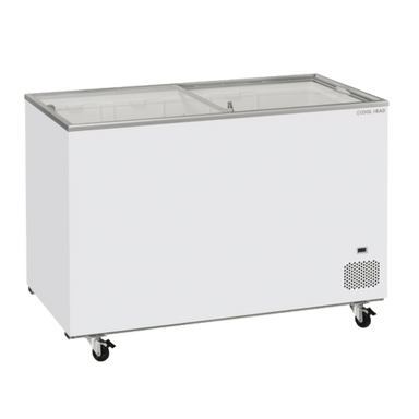 Cool Head CFG 408 Frysbox med glidlock och fyra hjul i helbild.