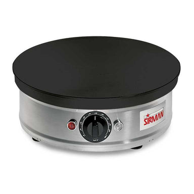 Sirman CREPES 1B crêpejärn med rund stekplatta och kontrollpanel.