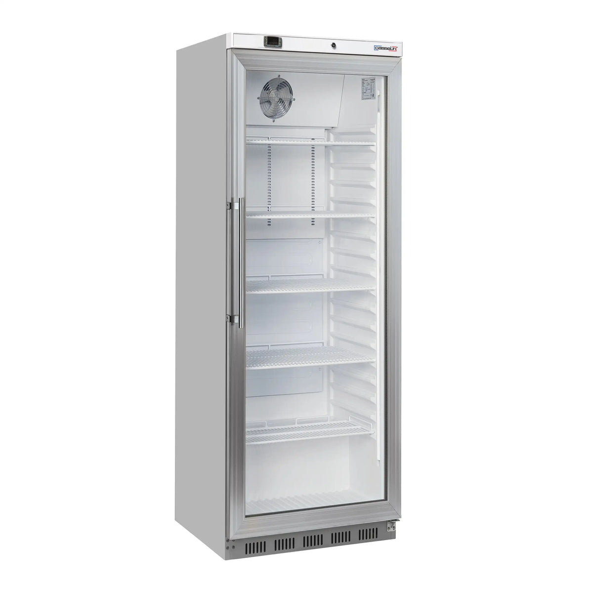 Casselin CAPV400L dryckeskyl med glasdörr, invändig belysning och justerbara hyllplan