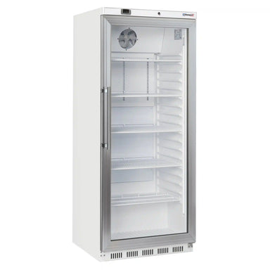 Casselin CAPV600L dryckeskyl i vitt med glasdörr, invändig belysning och flera hyllplan