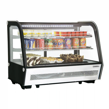 Casselin CVR160L kylmonter med välvd glasfront, två hyllplan och invändig LED-belysning.