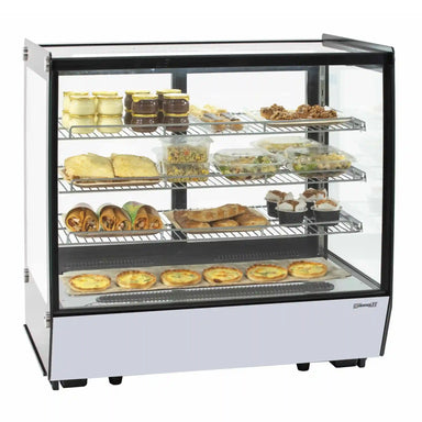 Casselin CVRE185L kylmonter med rak glasfront, flera hyllplan och invändig LED-belysning.