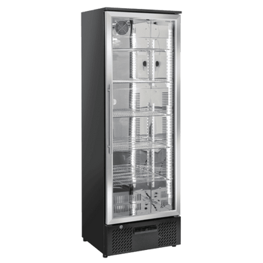 Fullständig bild av Cool Head DC 368 Displaykyl med glasdörr och LED-belysning.