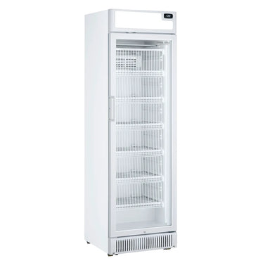 Cool Head CNG 390C Displayfrys 320 L, sedd rakt framifrån mot vit bakgrund