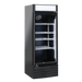 Svart modell av Cool Head DC 328C med glasdörr och tre hyllplan