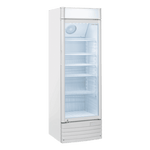 Vit modell av Cool Head DC 388C med glasdörr, fläkt och LED-belysning