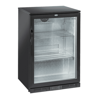 Cool Head BBC 138 – kompakt barkyl med glasdörr och tre hyllplan.