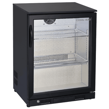 Cool Head BBC 186 – svart barkyl med glasdörr och tre trådhyllor.