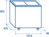 Mått för Cool Head CFG 308 frysbox, 1014 mm bred