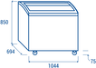 Mått för Cool Head CG 309A frysbox, 1044 mm bred