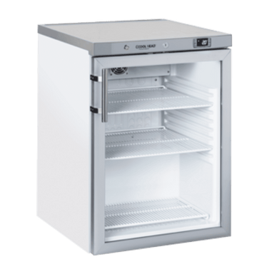 Cool Head CRG 2 stående kyl med glasdörr och tre trådhyllor.